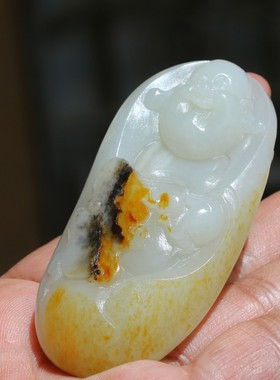 雕件玉石弥勒佛和田玉籽料白玉