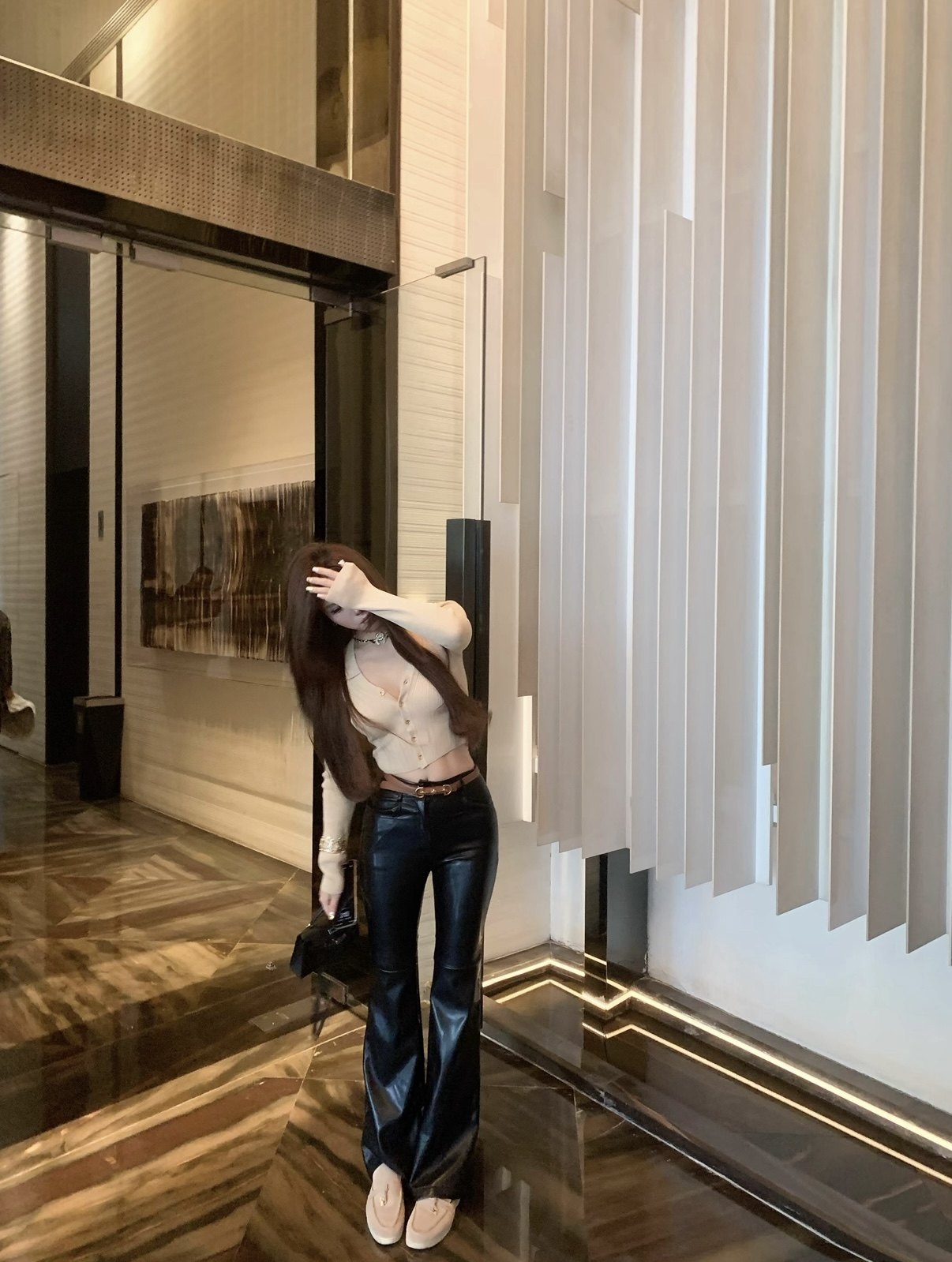 GGQSDZ【皮感神裤】pu皮裤百搭黑色长裤子女冬休闲裤,淘宝优惠券,粉丝福利购,淘宝优惠卷