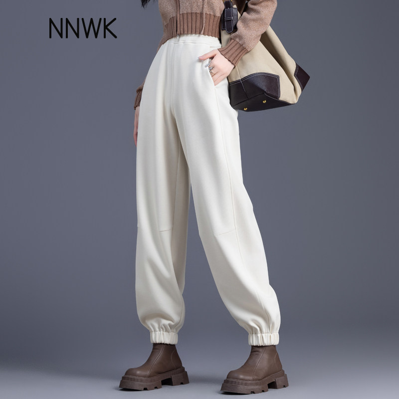 米白色运动裤女2025新款秋冬季束脚裤休闲裤子宽松加绒哈伦裤卫裤,淘宝优惠券,粉丝福利购,淘宝优惠卷