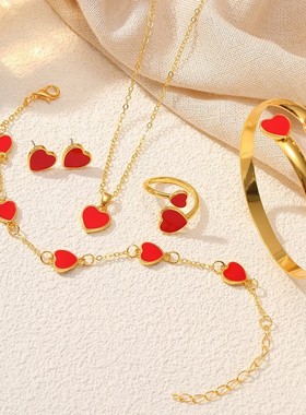 中秋节七夕情人节送女友礼物简约小众爱心手镯礼盒装ins显白手链