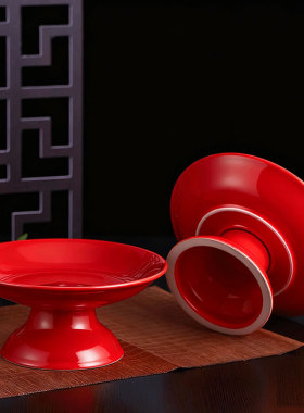 家用佛堂香炉佛具用品纯红色无字