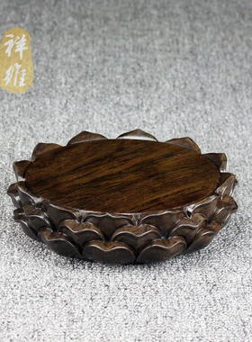 黑檀木整木观音菩萨佛像莲花底座