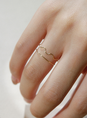 UNELGE女包金简约双层戒指