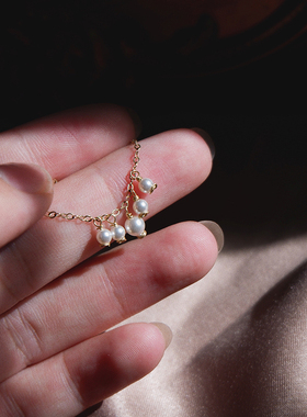 珍珠链条复古灵动风包金戒指新品