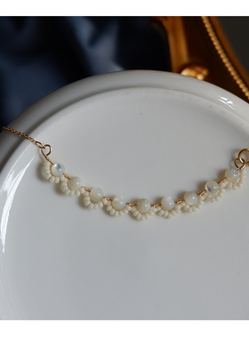 手作风原创蕾丝深海包金项链