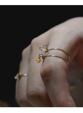 手作风叠戴爱心包金戒指秋季新品