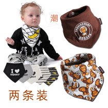 New boomer baby male and female baby round mouth spat towel child cartoon pure cotton triangular towel Pacifier Monkey Move