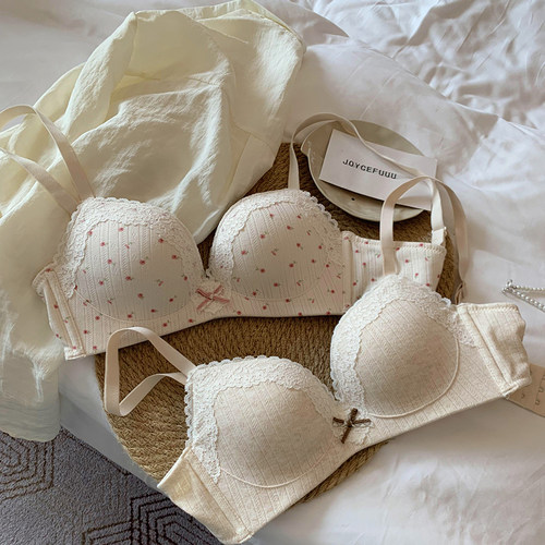 JoyceBra法式碎花蕾丝边内衣聚拢小胸显圆显大收副乳防下垂文胸女 - 图0