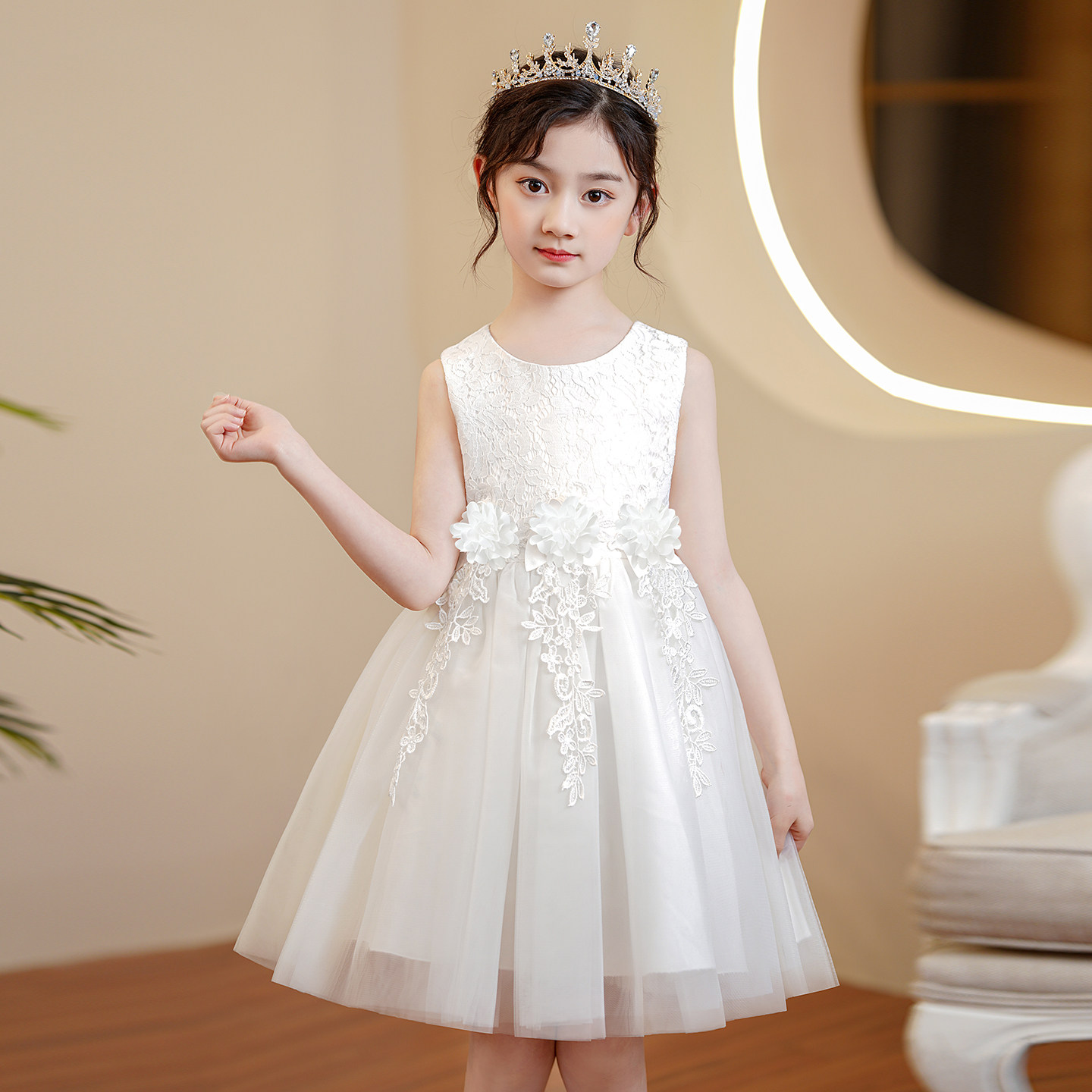 女童2026夏季网纱生日公主裙毕业表演礼服小女孩六一演出服背心裙