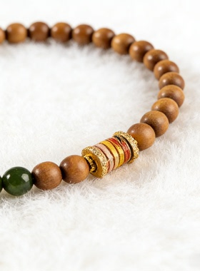 老山檀香碧玉手链送妈妈生日礼盒