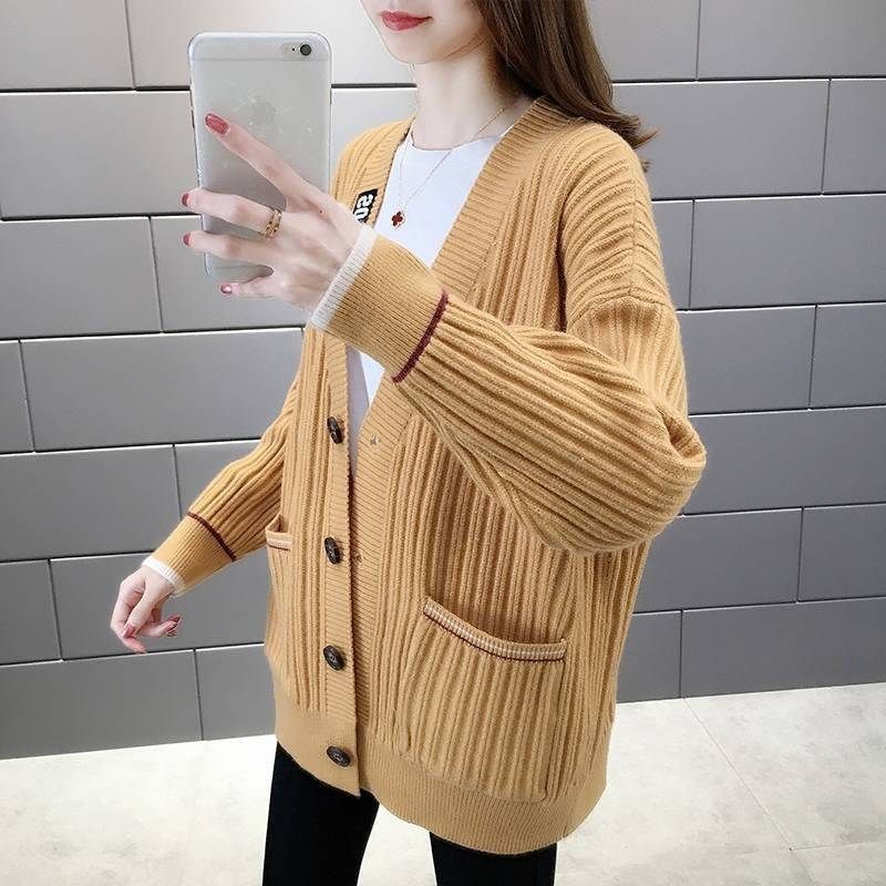 针织开衫毛衣外套女网红慵懒风宽松 绾绾毛衣