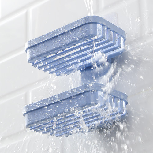 创意免打孔肥皂盒卫生间沥水壁挂香皂盒浴室置物架吸盘双层肥皂架 - 图1