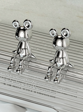 卡通银色鼠蝴蝶结摆件