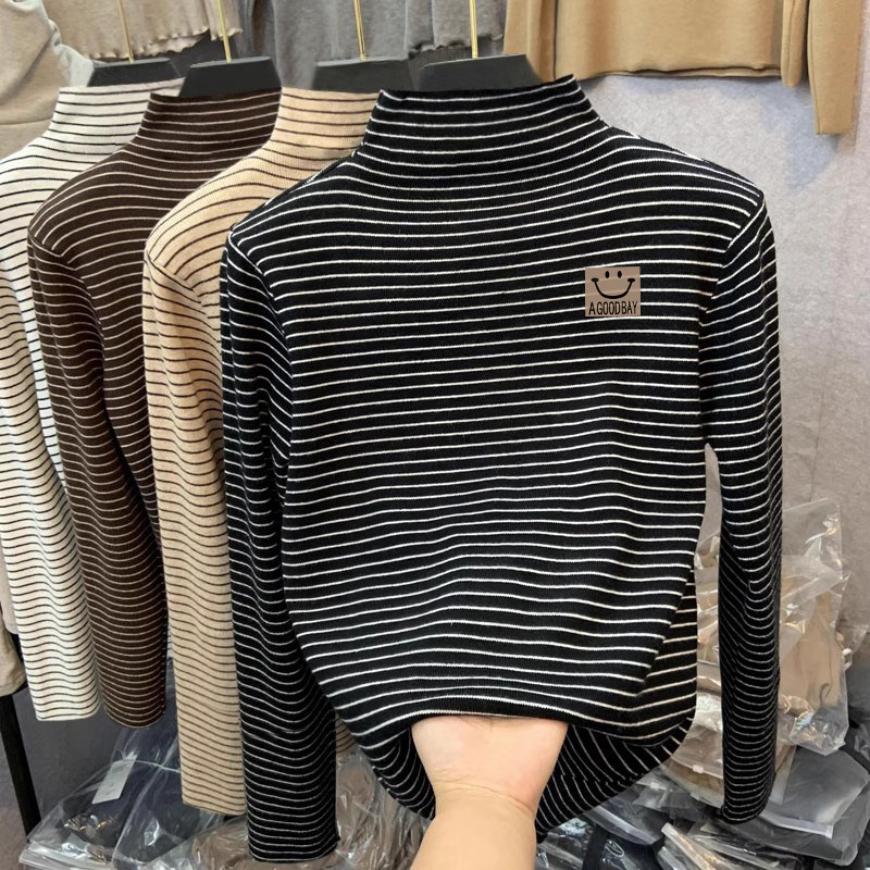 男女童加厚保暖条纹德绒打底衫秋冬半高领秋装儿童内搭一体绒上衣,淘宝优惠券,粉丝福利购,淘宝优惠卷