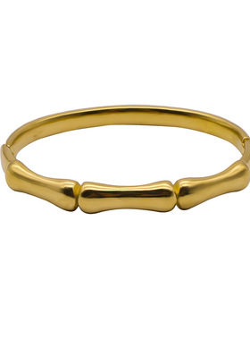 NVOXS中东复古金色竹节设计手镯女士不锈钢首饰适合女性日常佩戴