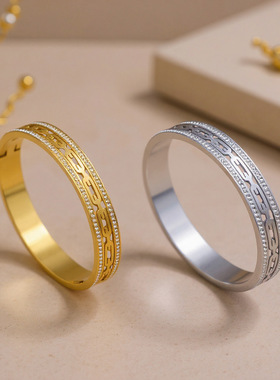 NVOXS精致时尚满钻不锈钢女士手镯百搭高级感钛钢手环