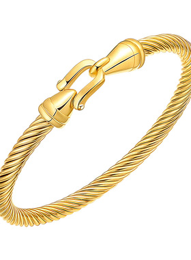 NVOXS欧美热销时尚简约U形马蹄扣不锈钢编织手镯女日常佩戴