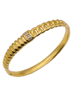 NVOXS欧美时尚简约金色扭结袖口不锈钢手镯女士日常佩戴