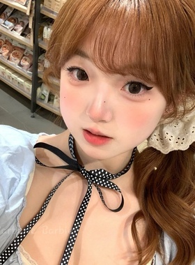 韩系纯欲甜酷少女黑色波点丝带