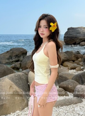 超仙甜美黄色扶桑花发夹