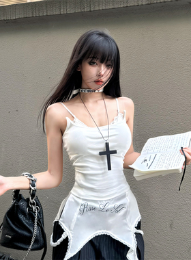 暗黑系黑色木质十字架choker项链