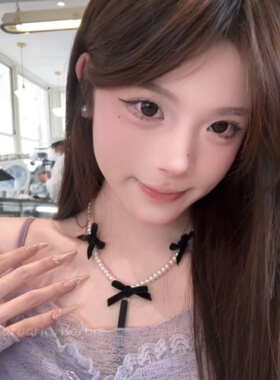 纯欲狙击珍珠蝴蝶结T字项圈