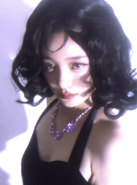 韩系纯欲风长款紫色项链女轻奢小众高级感颈链秋冬贵气毛衣链配饰