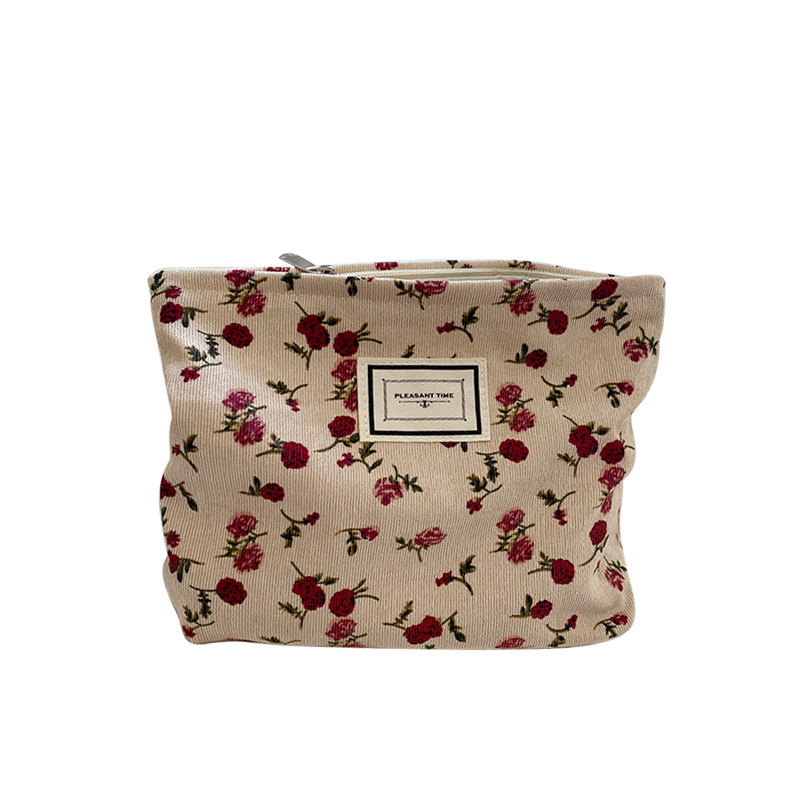 小白兔几灯芯绒蔷薇花化妆包女新款手拿包便携洗漱收纳袋复古简约,淘宝优惠券,粉丝福利购,淘宝优惠卷