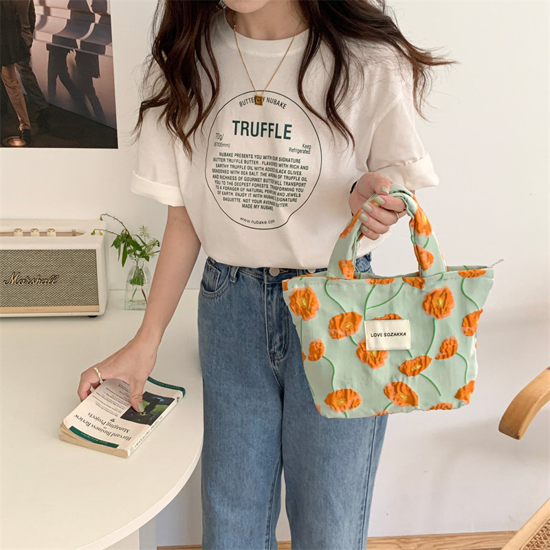 小白兔几  奶油色织提花手提包女上班杂物手拎包帆布便当包妈咪包,淘宝优惠券,粉丝福利购,淘宝优惠卷