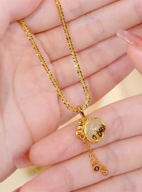 钛钢不掉色满天星项链女猫眼石福袋吊坠锁骨链气质轻奢高级感配饰