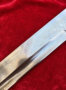龙泉刀剑纯手工折叠锻打百炼花纹钢平造清刀胚条子雁翎刀身未开刃
