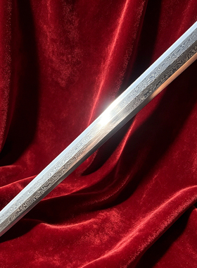 精师刀剑纯手工锻打一体龙骨百炼花纹钢八面剑身18寸汉剑条未开刃