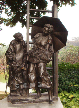 大型户外广场园林铜雕仿铜传统民俗古代劳动耕农纤夫人物雕塑定做