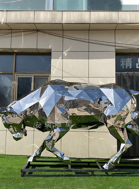 大型不锈钢铁艺切面奔牛 耕牛动物雕塑户外广场园林 商业街景观