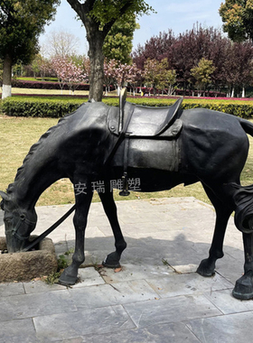 大型广场园林景观摆放铜雕 铸铜牵马人物 古代茶马古道人物雕塑