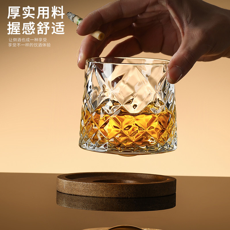 麦卡伦水晶旋转威士忌酒杯高级感白兰地啤酒杯洋酒杯不倒翁转转杯,淘宝优惠券,粉丝福利购,淘宝优惠卷