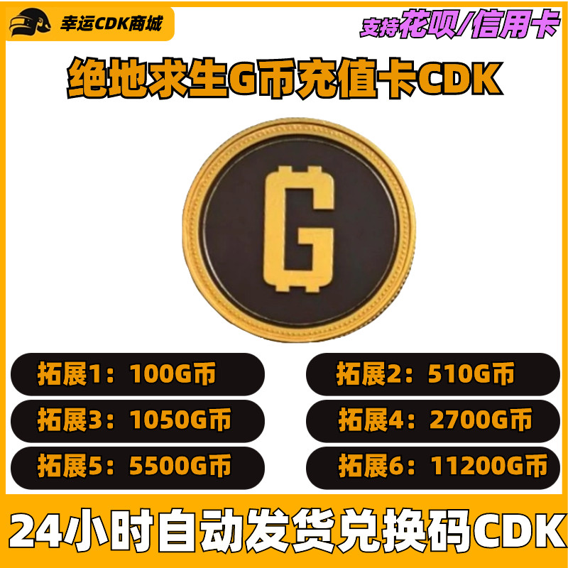 PUBGG币CDK兑换码绝地求生G金币游戏币皮肤点卷吃鸡货币充值直充