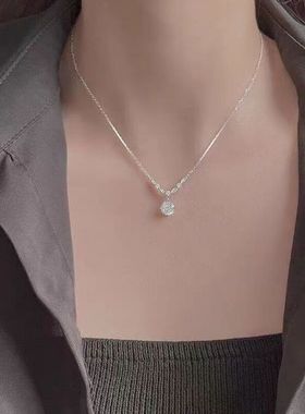 s999纯银项链女闪耀锆石项链