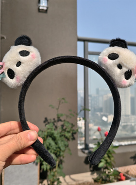 熊猫花花发夹宝宝发箍