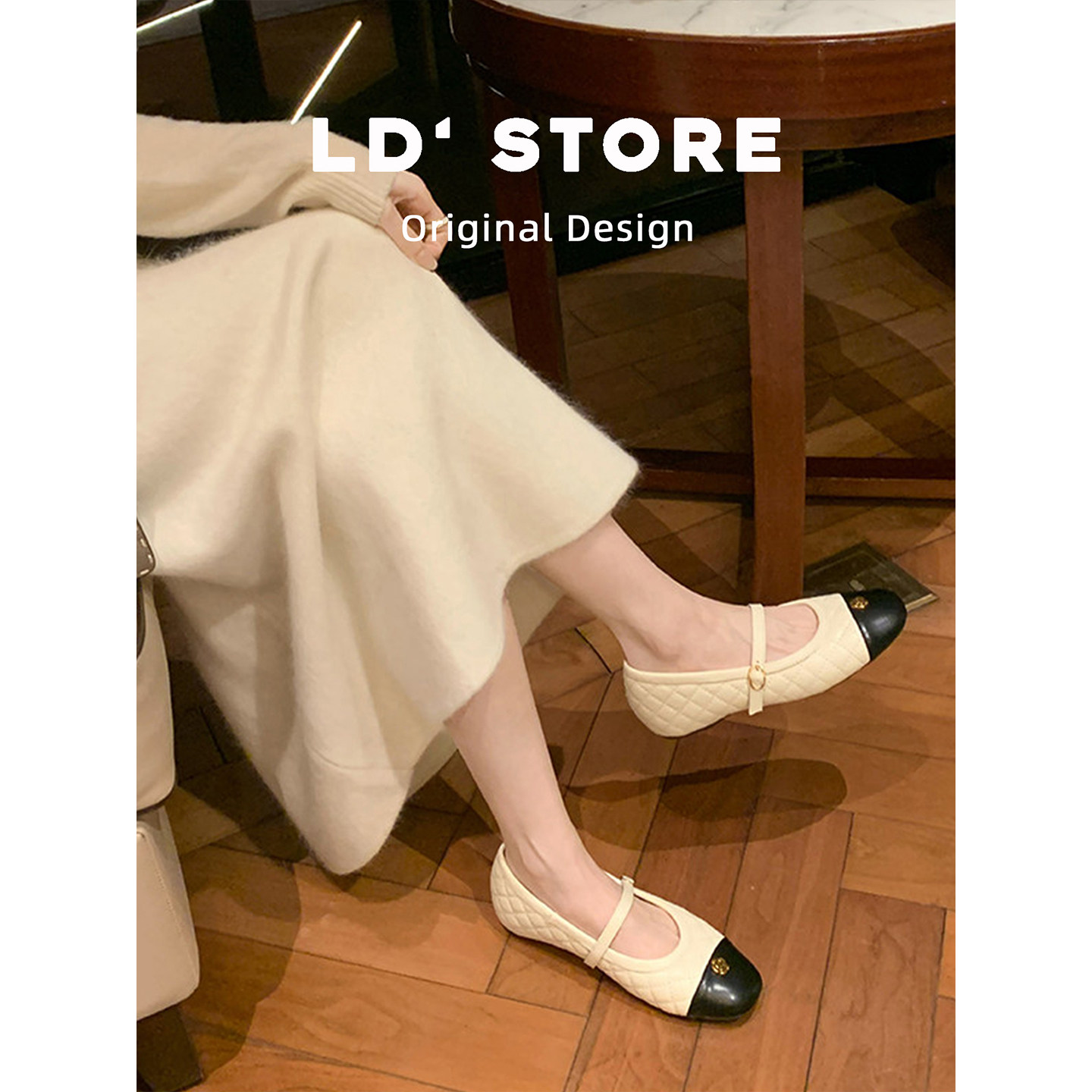 真皮~5cm内增高山茶花玛丽珍鞋女春季新款小香风菱格拼色通勤单鞋,淘宝优惠券,粉丝福利购,淘宝优惠卷