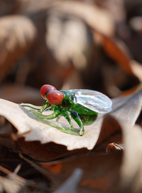 琉璃仿真绿头蝇手工艺品装饰摆件