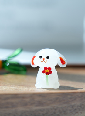可爱琉璃小兔子桌面家居卡通摆件