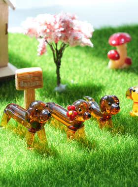 手作琉璃腊肠狗公仔摆件