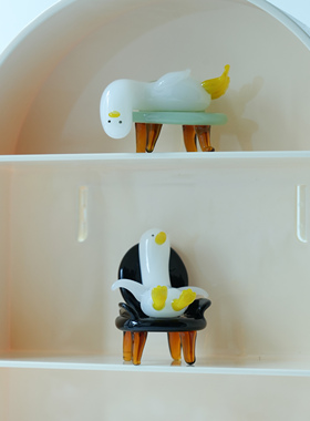 琉璃手作治愈解压躺平鸭摆件