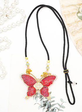 宋锦真丝蝴蝶项链纯手工国风