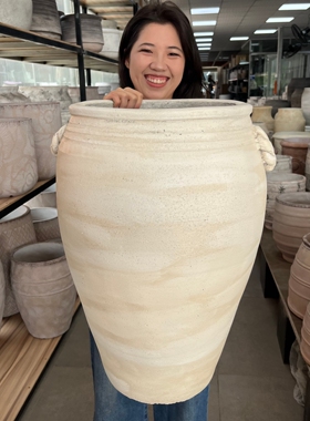 仿古大陶罐花盆地中海南法风诧寂风酒店民宿咖啡厅南洋复古大摆件