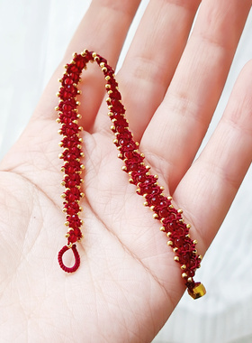 小红绳梭编材料包非成品