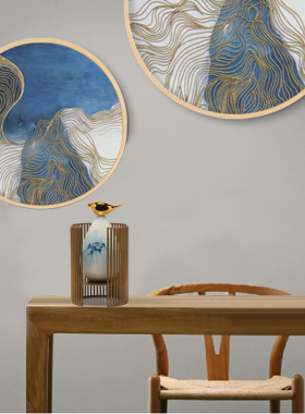 新中式风铁艺陶瓷样板间别墅摆件