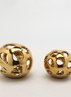 轻奢风简约金色陶瓷电视柜装饰品