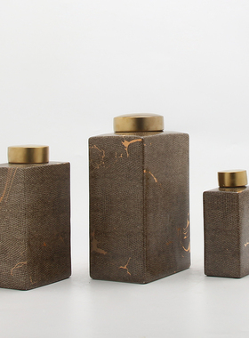 新中式风蛇纹陶瓷电视柜储物罐